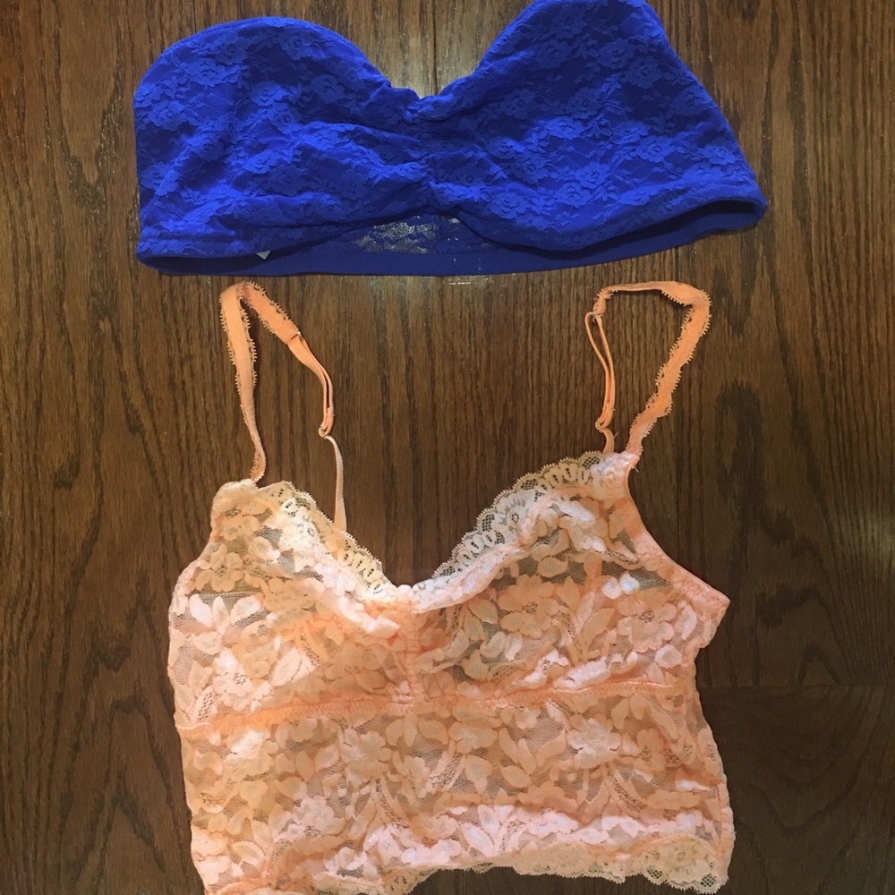 TWO Bralettes - Neon orange and cobalt blue